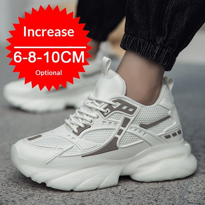 Autumn Winter Mesh Breathable Invisible Height-Boosting Casual Sneakers